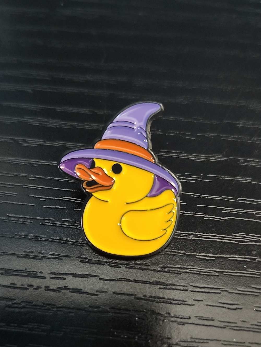 Yellow Witch Duck Enamel Pin - Purple Hat